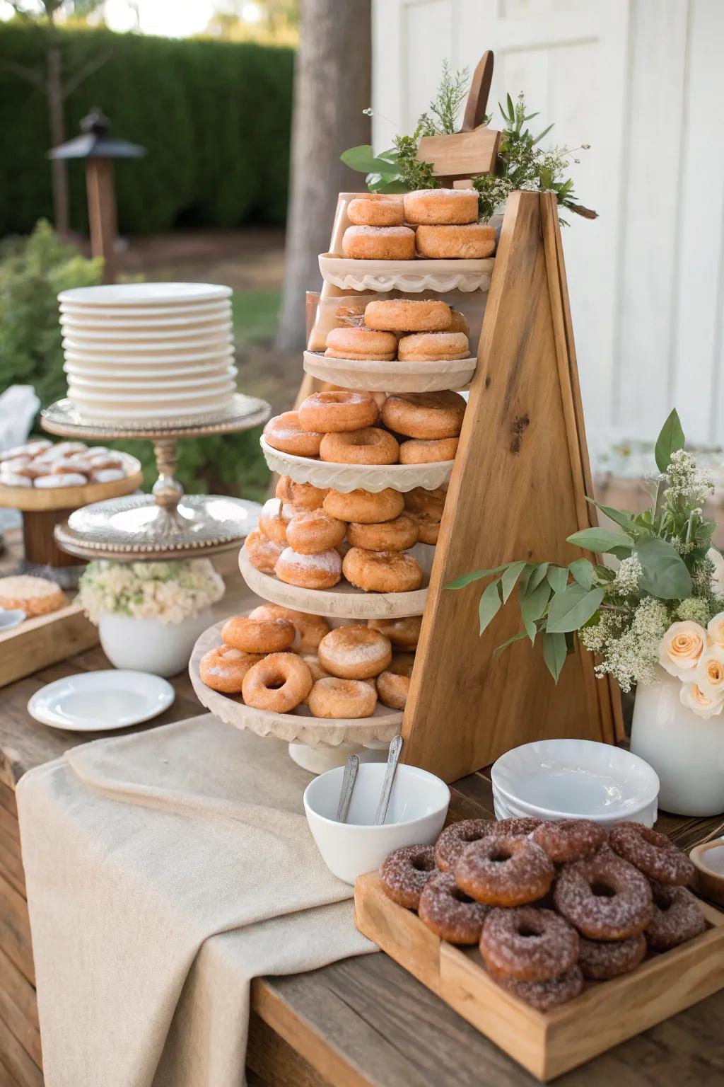 Interactive and fun, a DIY donut bar lets guests get creative. 🎨 #DIYWedding #SweetStations