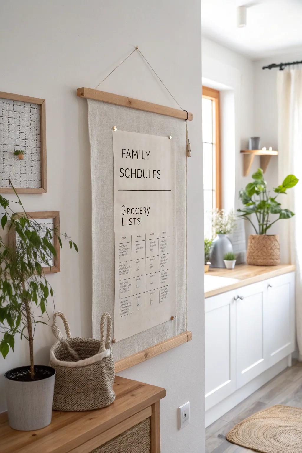 Stay organized and stylish with a family hub bulletin board. #FamilyOrganization #PracticalDecor #HomeManagement