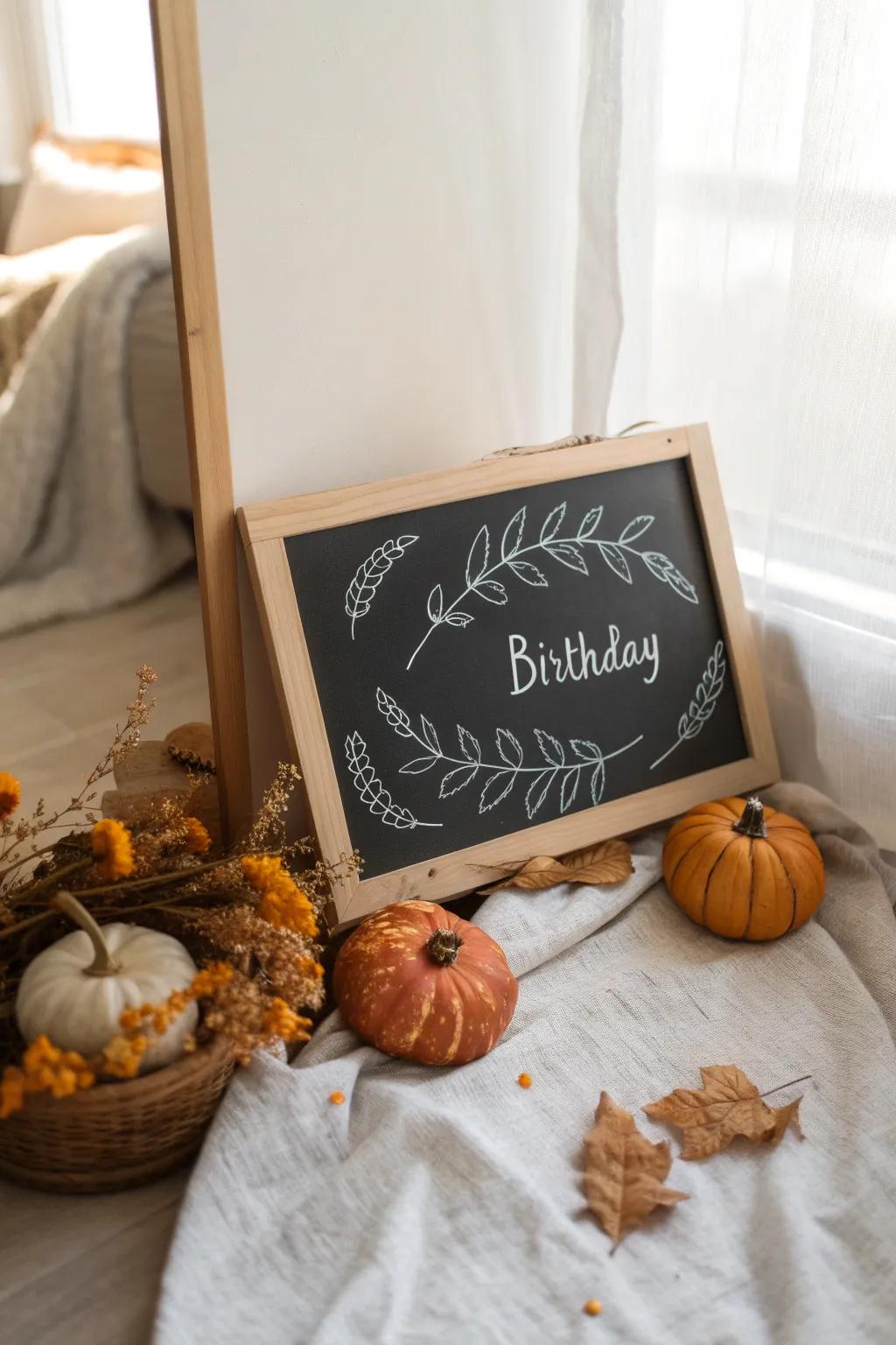 Unleash your creativity with a chalkboard birthday board that's both elegant and customizable.