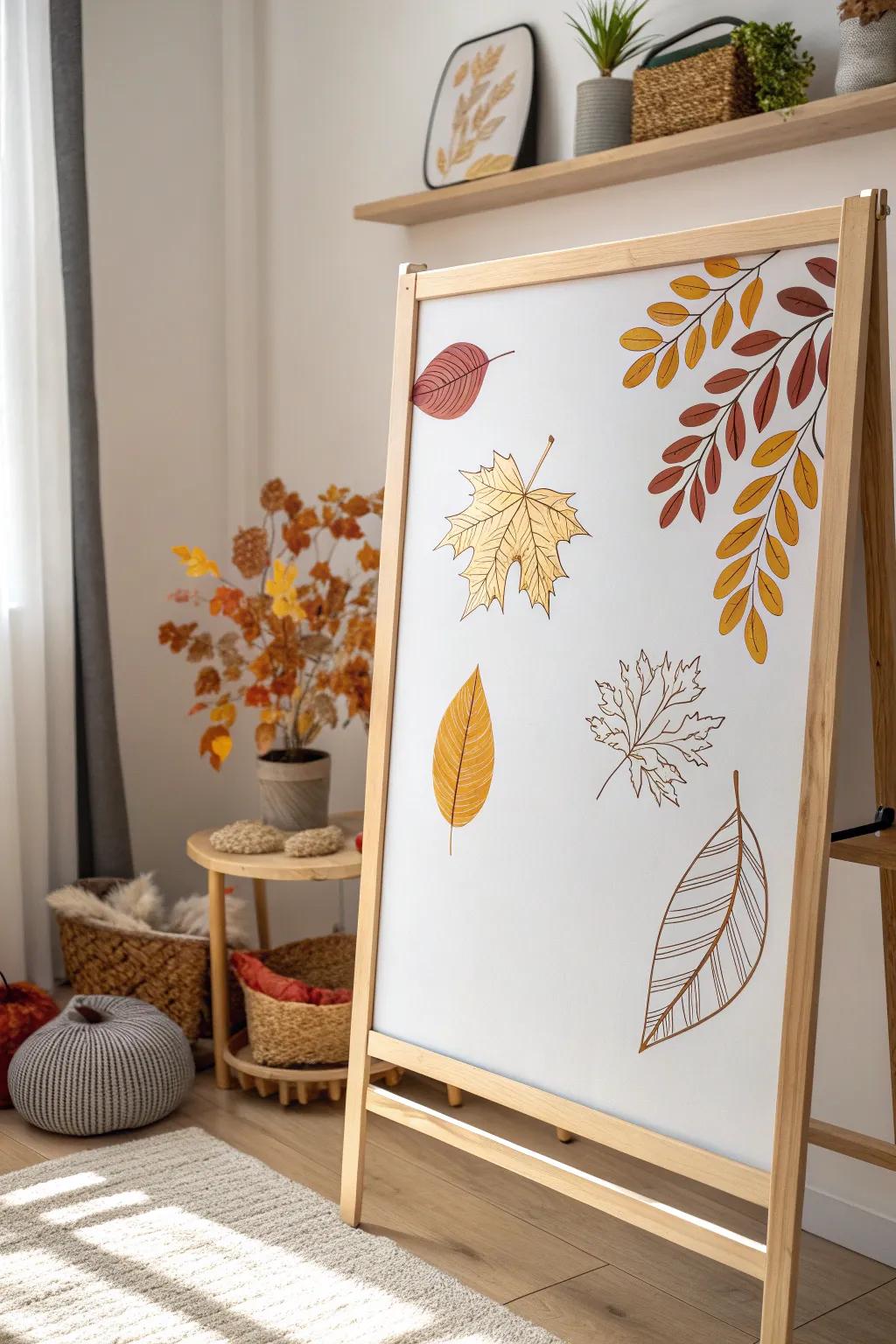 Frame your thoughts with the vibrant colors of fall foliage on your whiteboard.