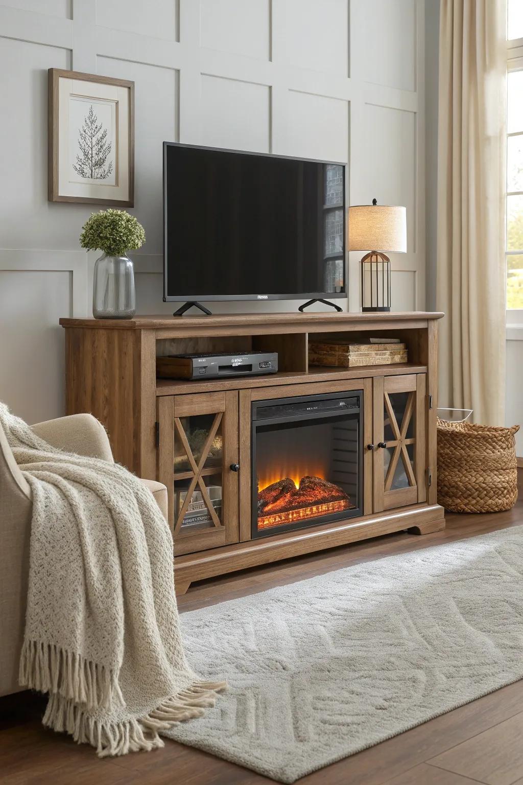 Elevate your space with a wall-mounted TV stand that offers a sleek, floating effect. ✨ #MinimalistDesign #InteriorInspiration