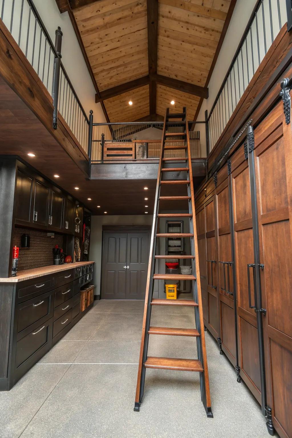 Stylish and functional, ladders provide easy access to your garage loft. 🚪 #GarageAccess #DesignInspo