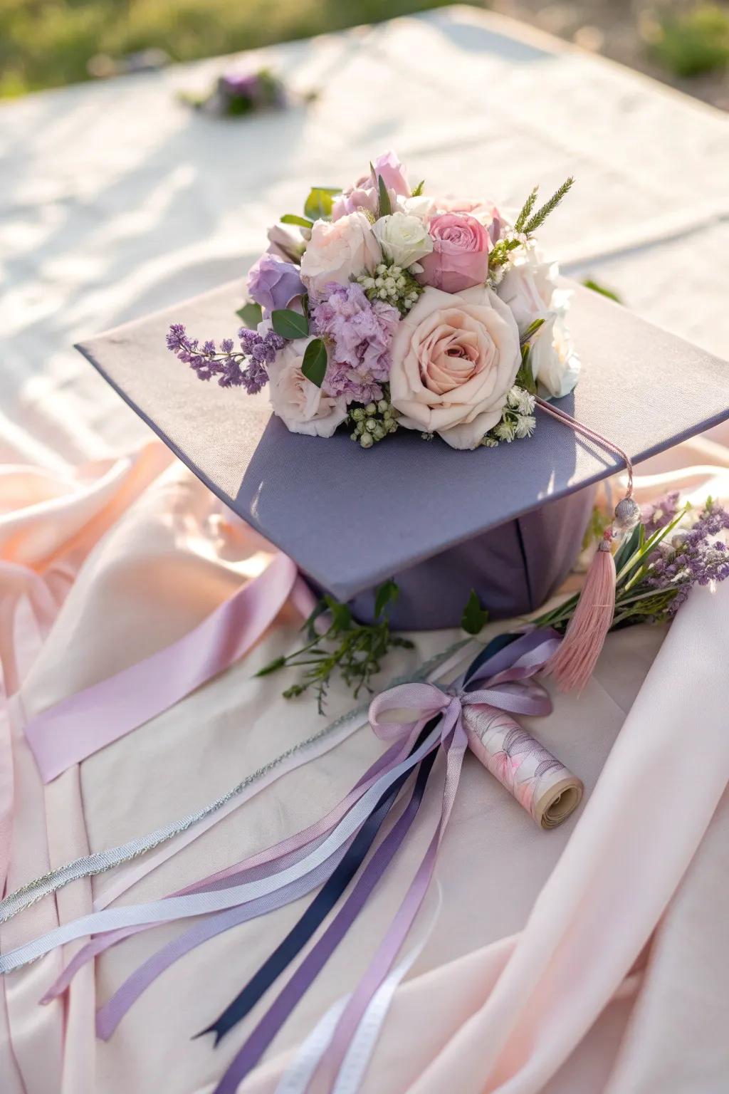 Add a playful twist with ribbon accents that dance in the breeze. 🎀 #RibbonArt #GraduationInspo