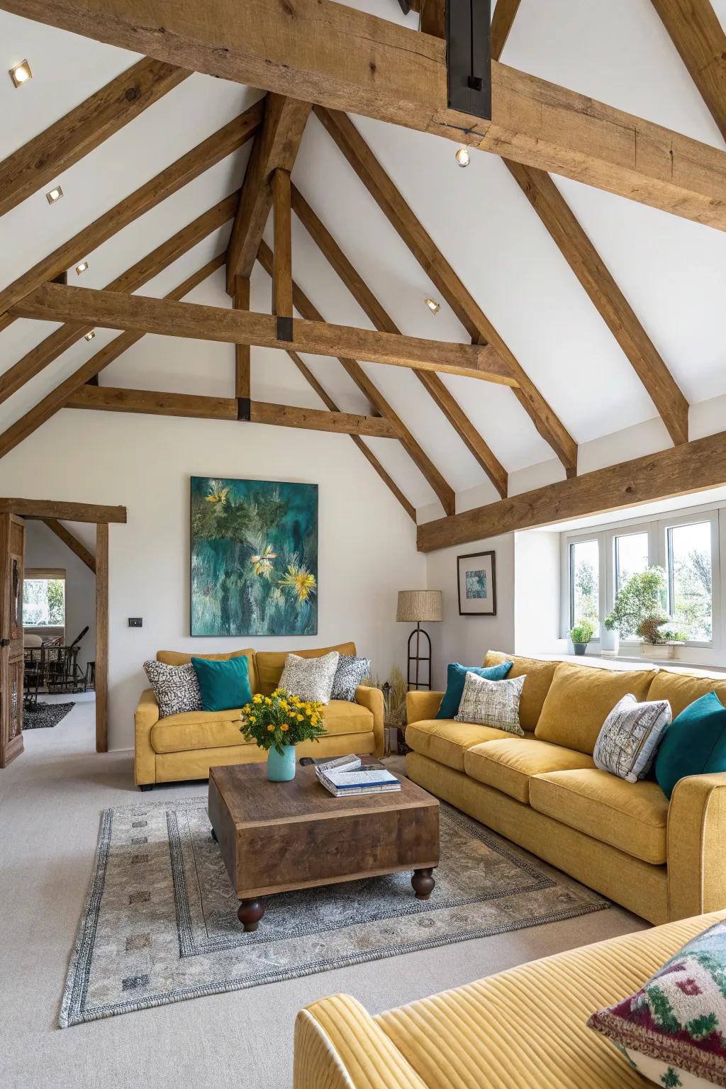 Calm and serene with neutral tones that complement beautiful wooden beams. 🌿 #NeutralPalette #HomeDecor