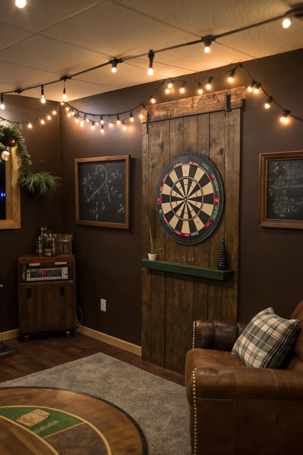 Create a cozy and playful atmosphere with charming string lights.