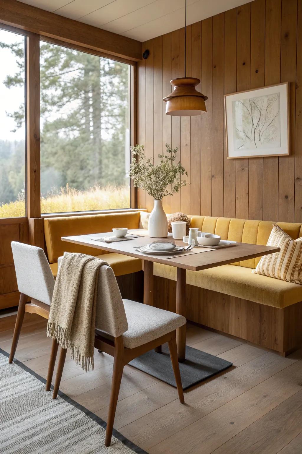Bring retro charm to your dining area with mid-century modern banquette seating.