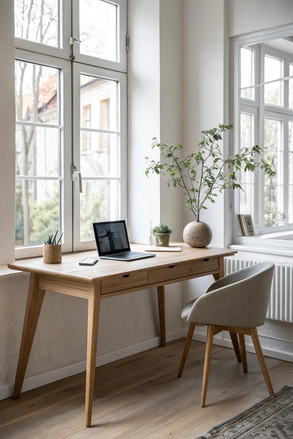 Natural light enhances productivity and mood—position your desk wisely.