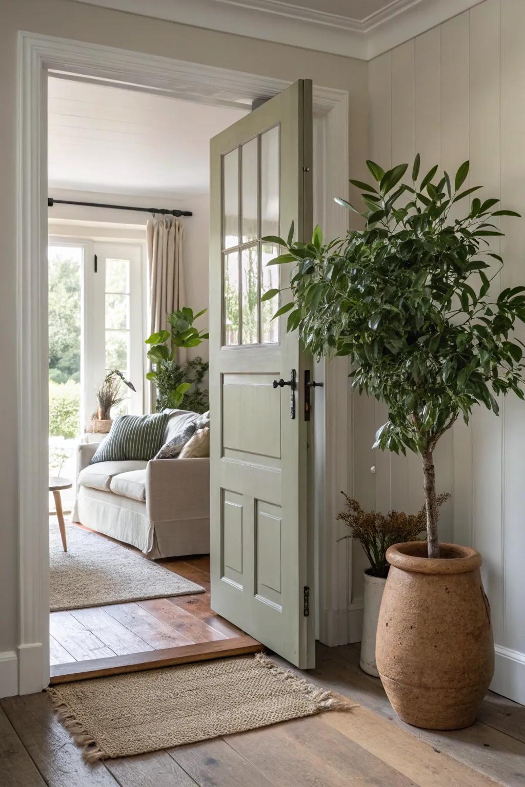 Greenery at your entryway breathes life into your home, creating a fresh and inviting space.