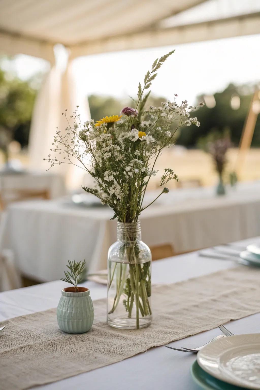 Minimalist centerpieces allow for a clean and modern wedding table setting.