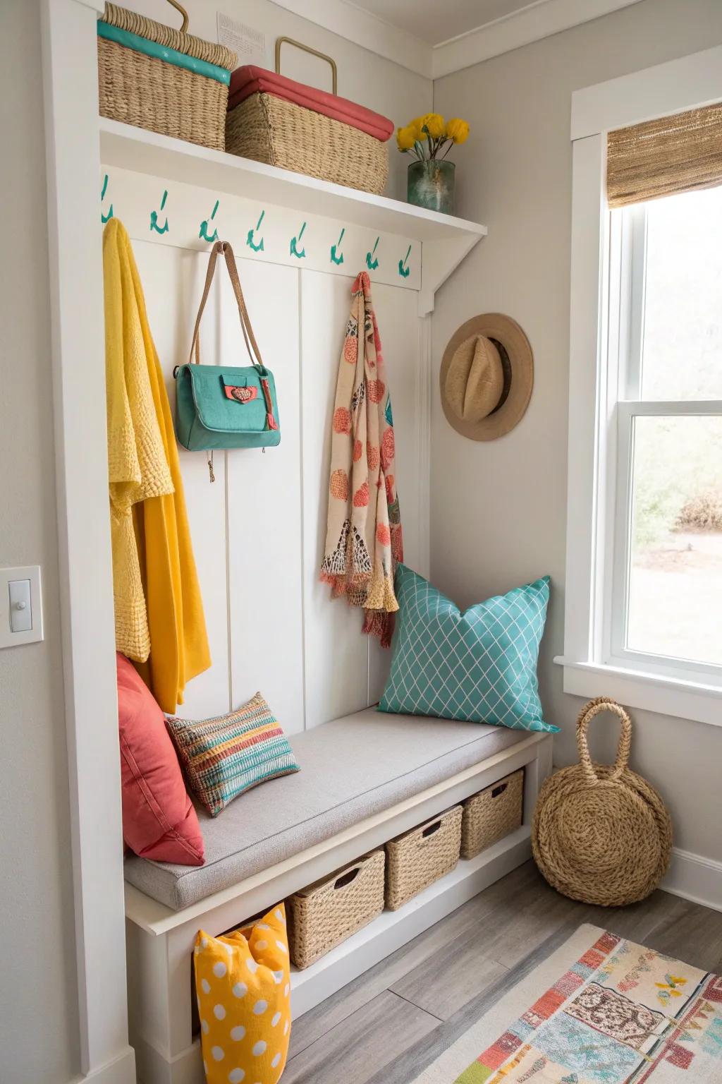 A neutral color scheme can make even the smallest mudroom feel spacious and serene.