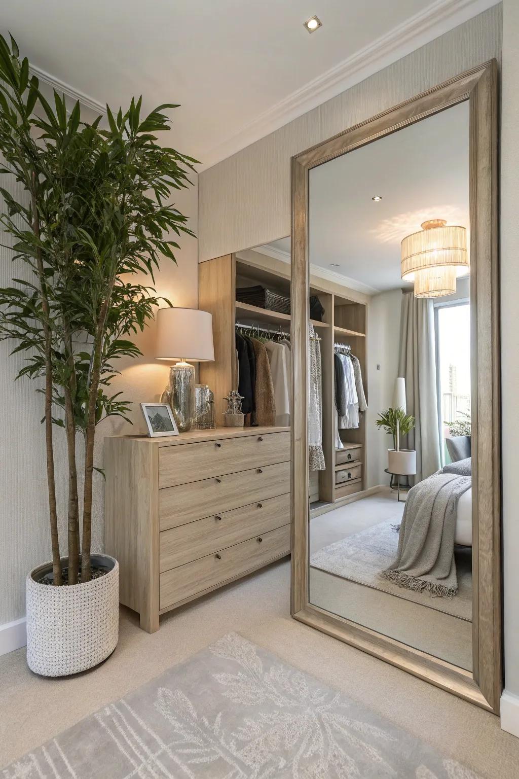 Reflect on your style with strategic mirror placement in your closet. 💡 #MirrorMagic #InteriorStyle