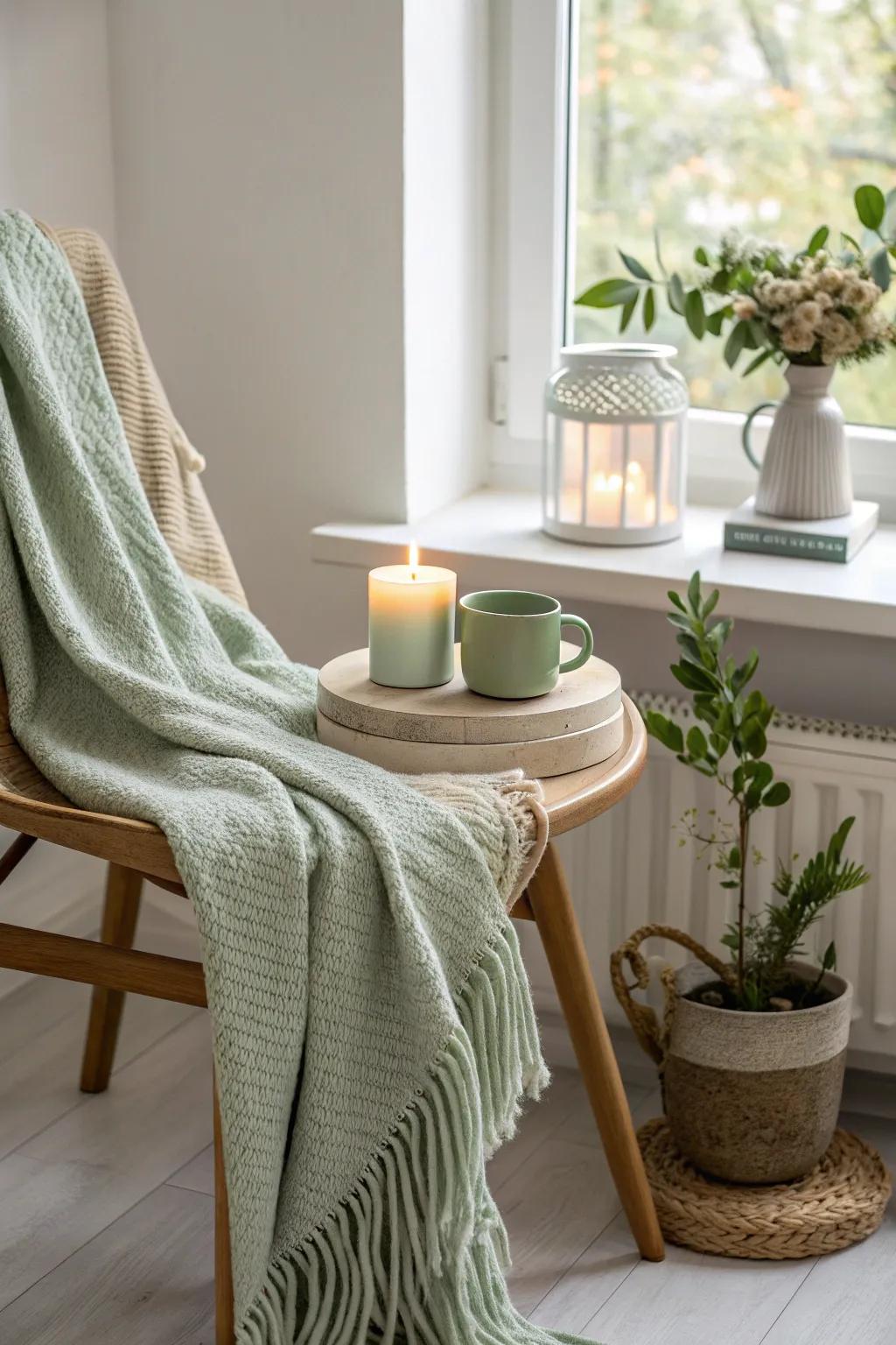 Create a cozy atmosphere with a luxurious blanket and candle set. 🕯️ #CozyHome #BabyShowerGifts