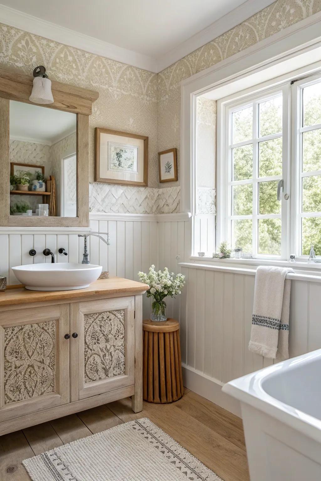 Introduce texture to your bathroom for an added layer of elegance.