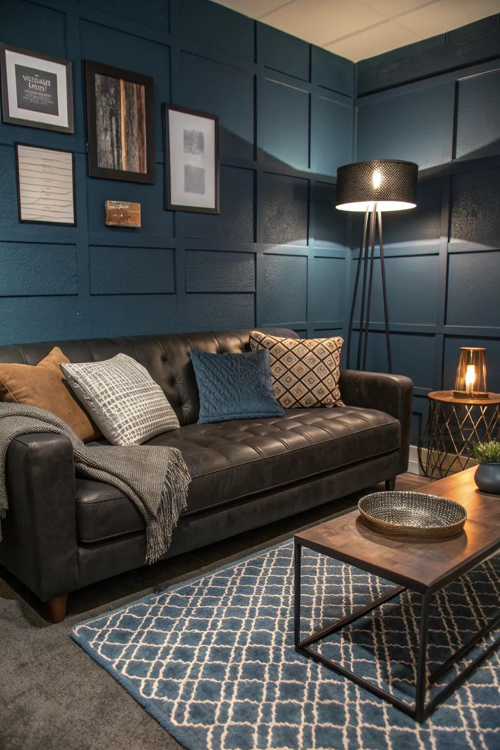 Set a calming tone with a color palette that balances bold and neutral hues.