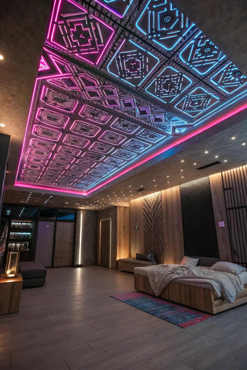 Let your ceiling shine with LED patterns that mesmerize and inspire. ✨ #LEDDesign #CeilingArt