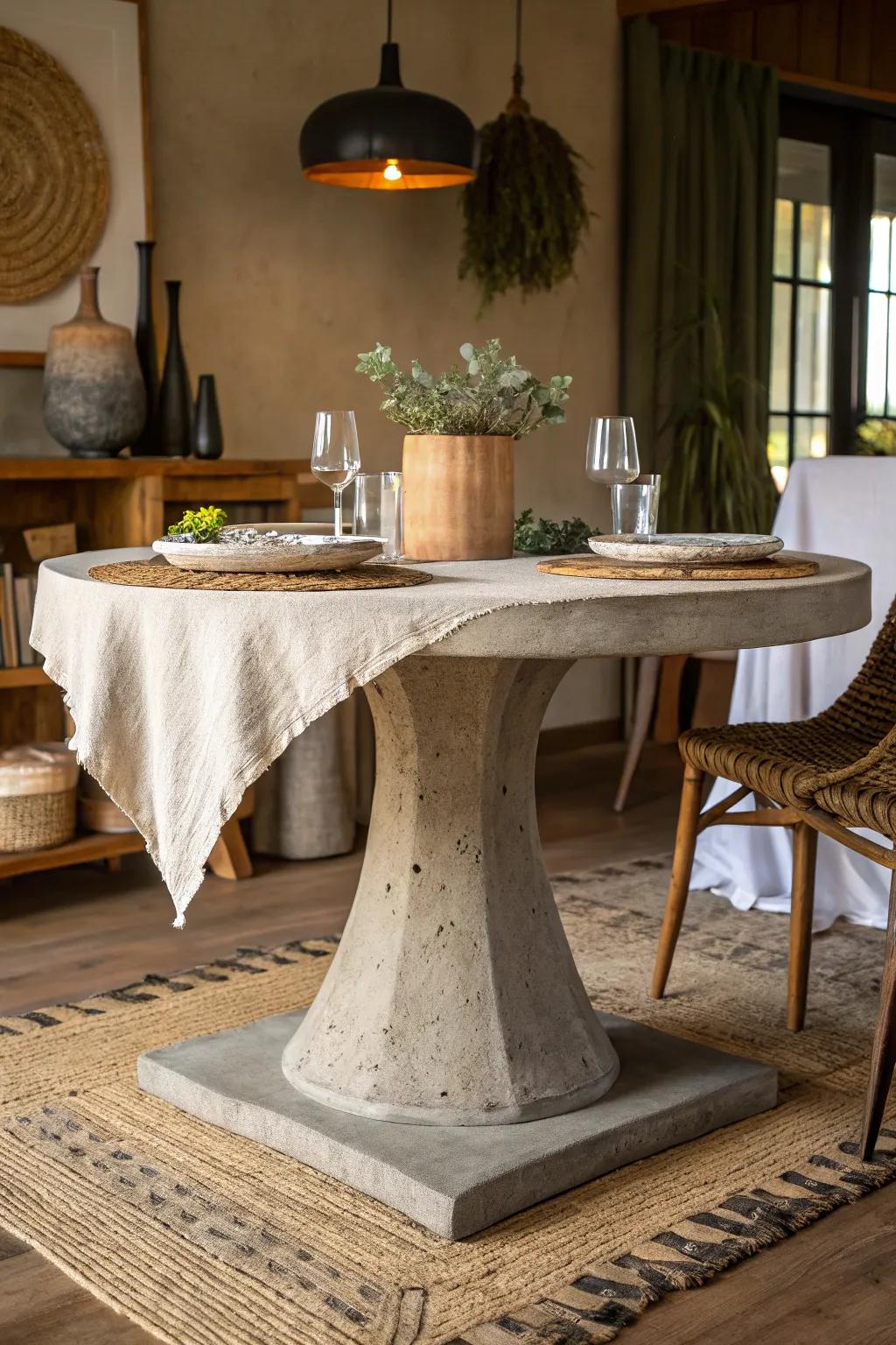 Concrete bases provide a strong foundation with a modern, minimalist appeal.