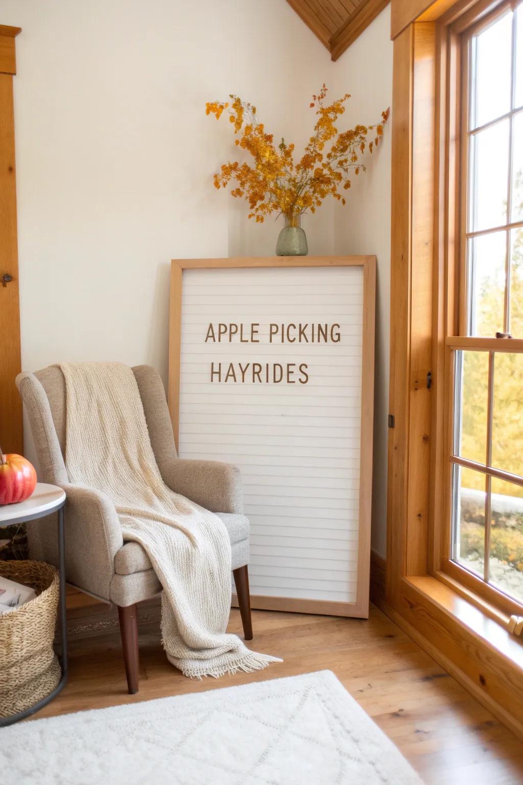 Plan your autumn adventures with a seasonal to-do list on your whiteboard.