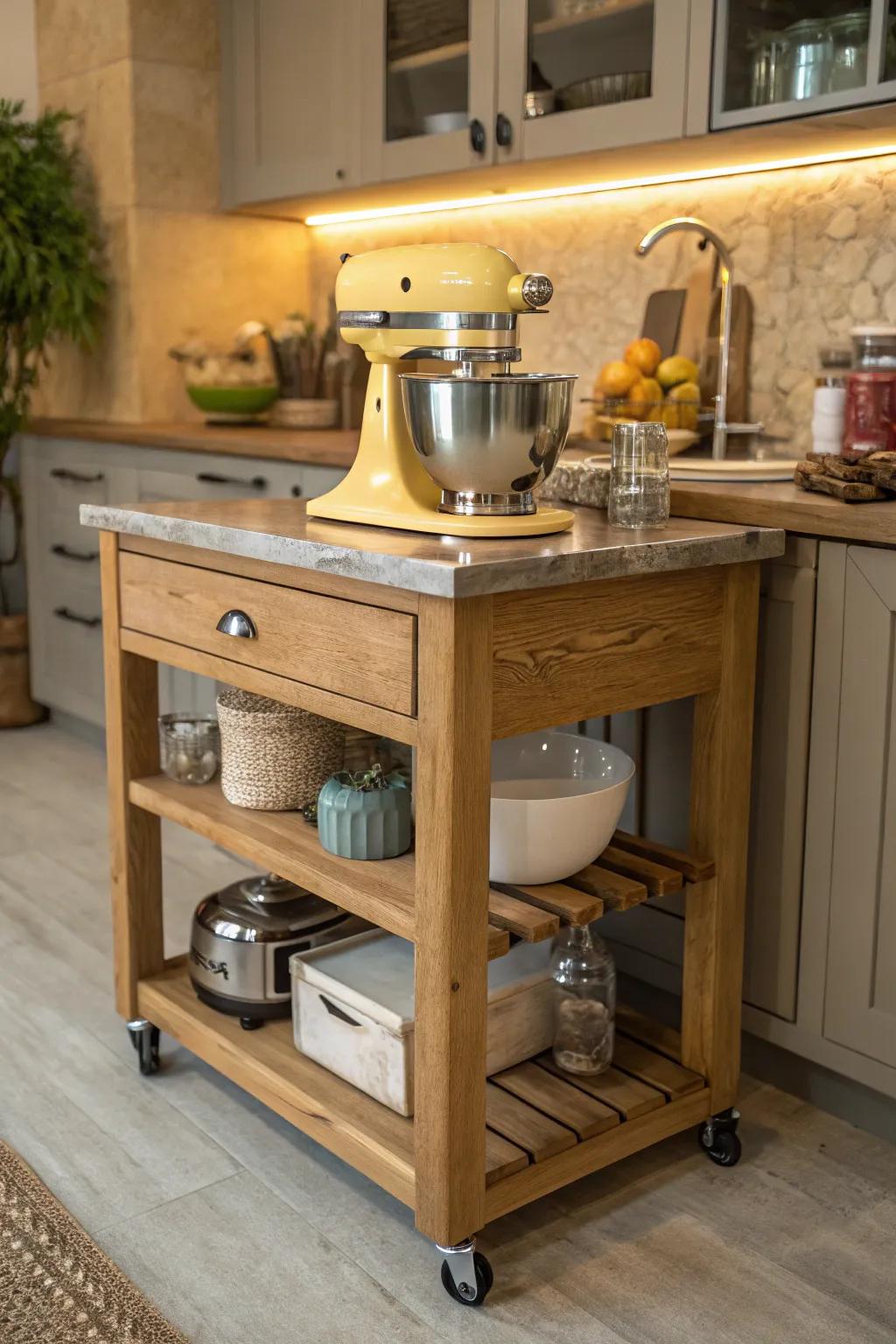 Effortlessly move your appliances with a stylish and functional rolling cart.