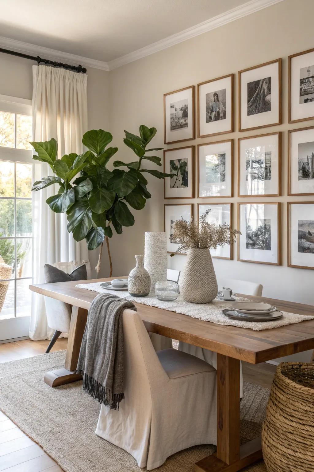 A gallery wall is a personal yet stylish way to showcase cherished moments and art.