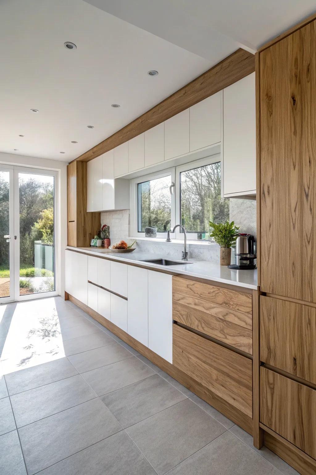 Achieve a sleek, modern look with handleless cabinetry.