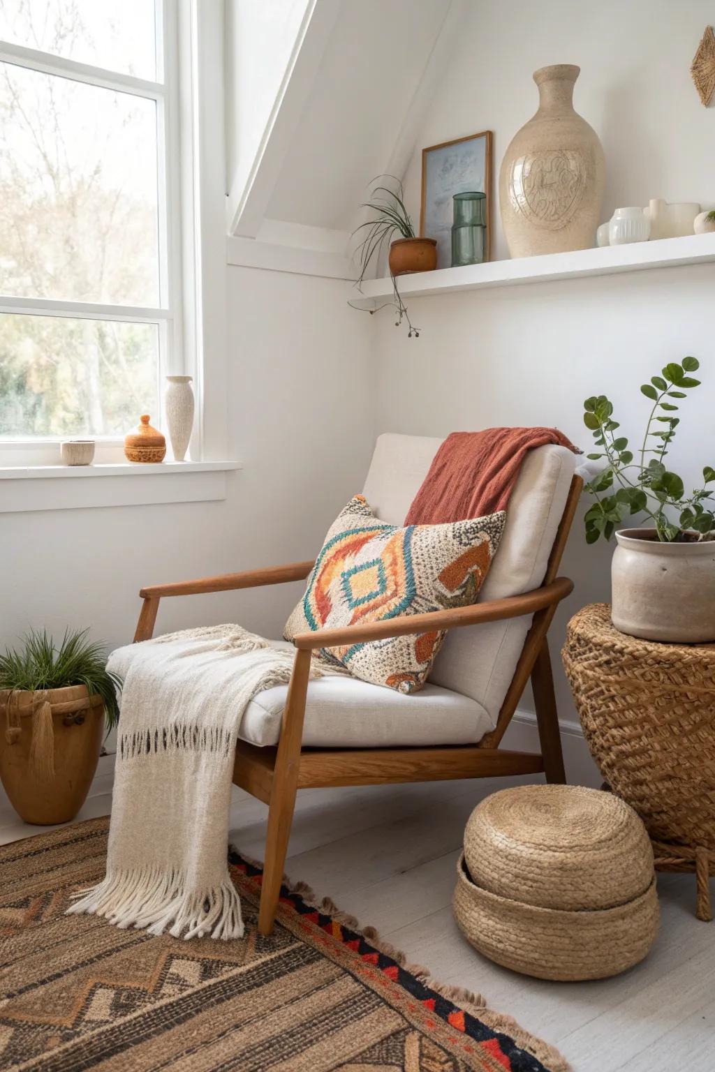 Infuse your nook with personality by adding eclectic touches that reflect your style.