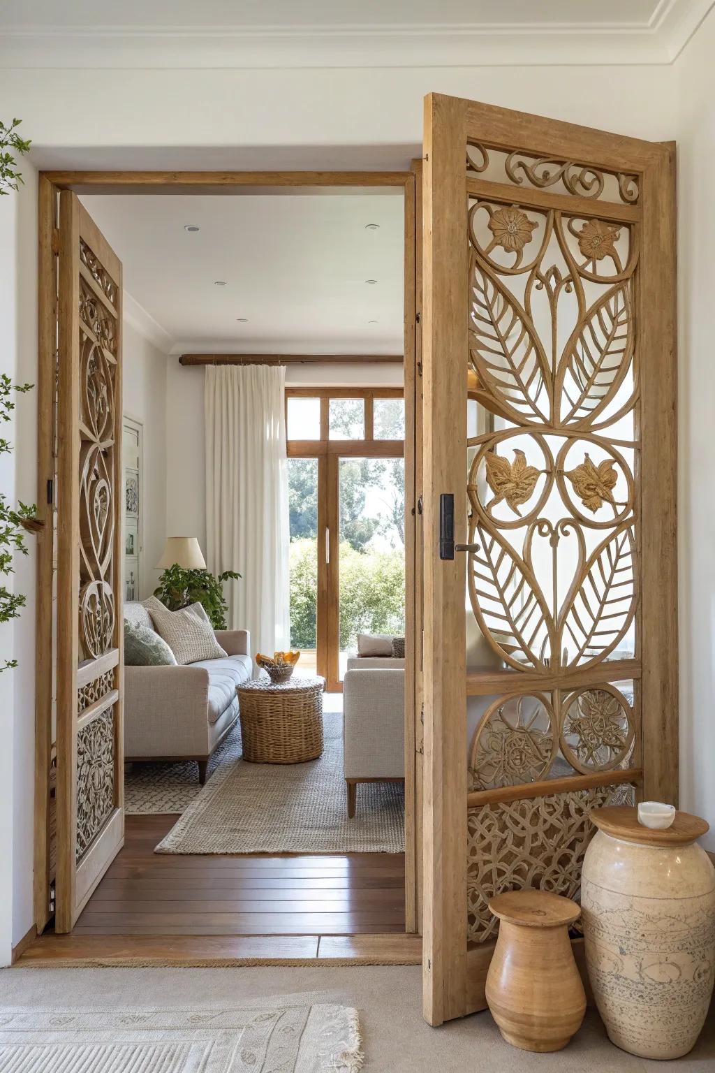A decorative screen adds beauty and function, defining your entryway effortlessly. #ScreenStyle #HomeDesign