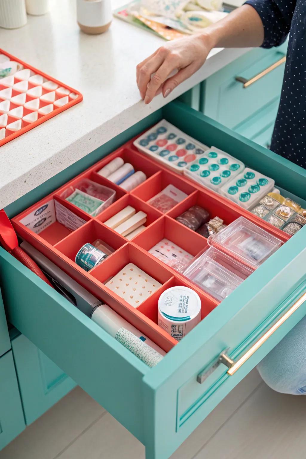 Divide and conquer with drawer dividers that keep small items perfectly organized.