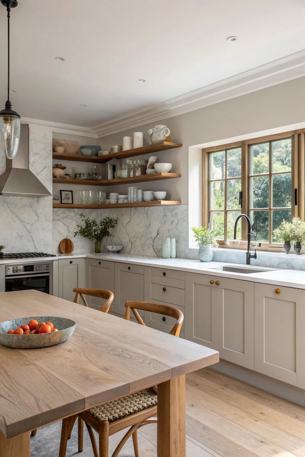 Mixing different quartz styles creates a unique and personalized kitchen design.