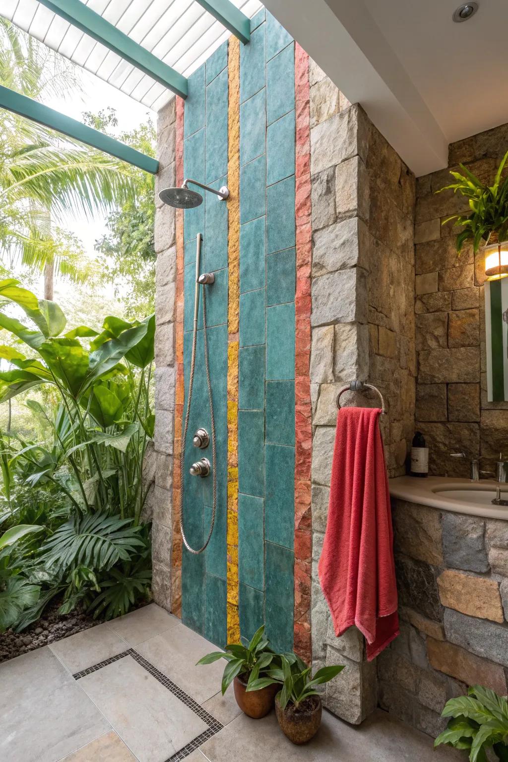 Enhance your space with vertical stone patterns that add height and sophistication.