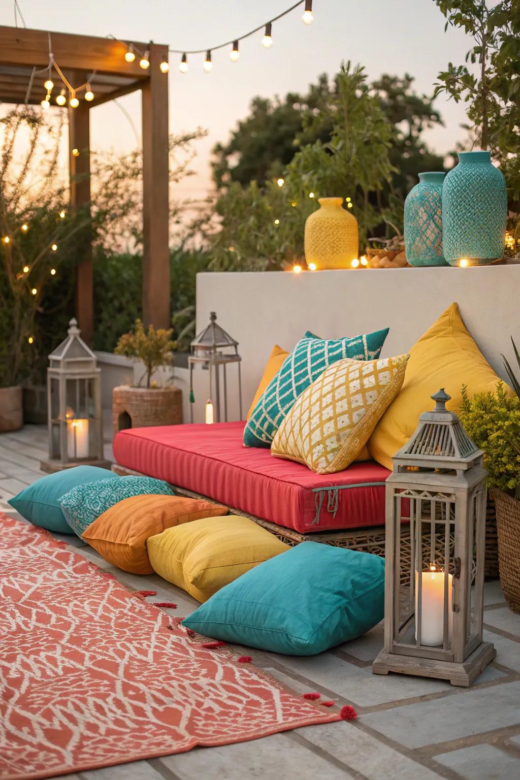 Create your own summer oasis with vibrant decor that invites relaxation and joy. 🌞 #OutdoorLiving #SummerVibes #PatioDecor