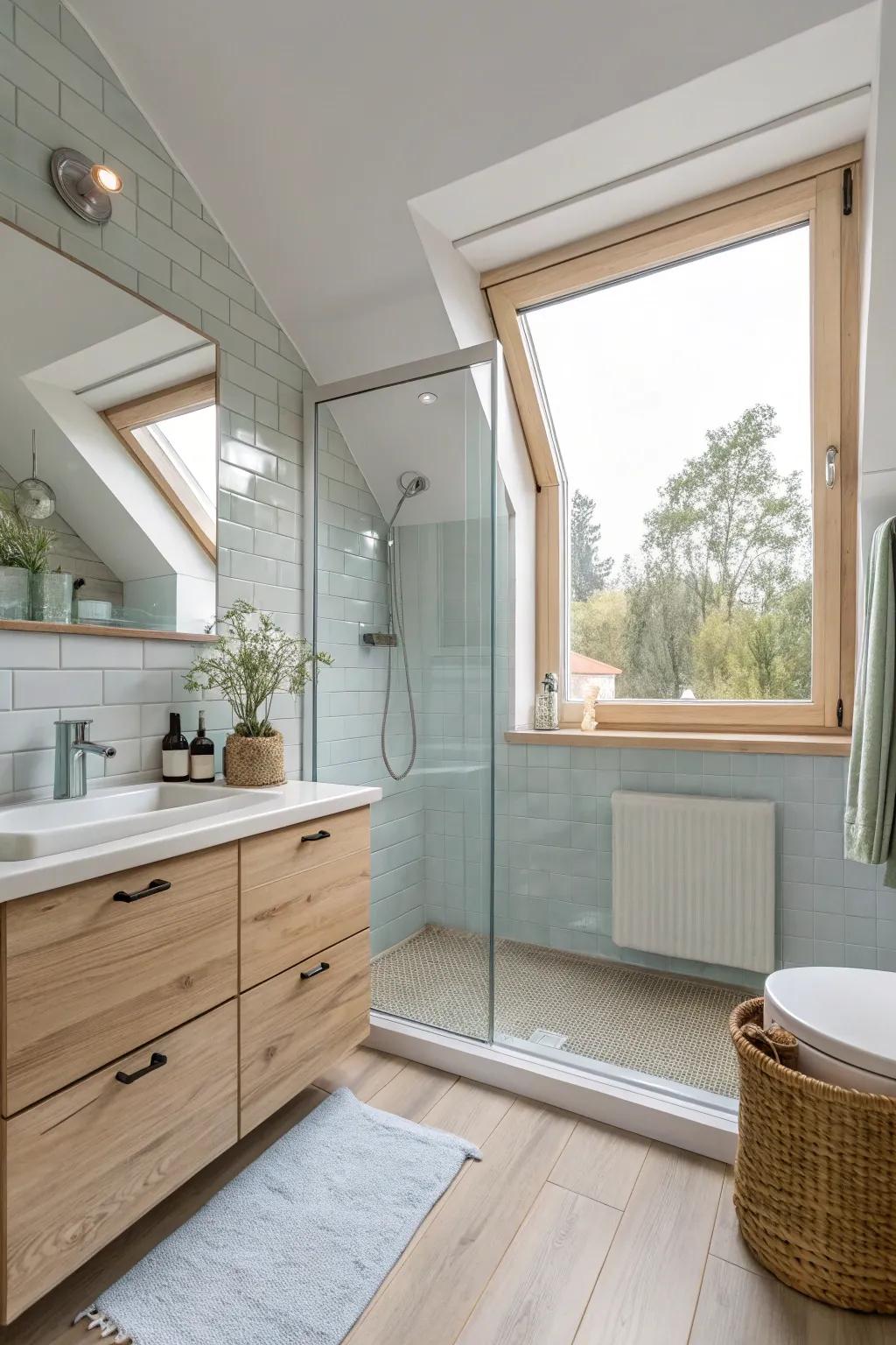 Harness natural light to make your small bathroom feel bright and expansive. #NaturalLight #BathroomGoals
