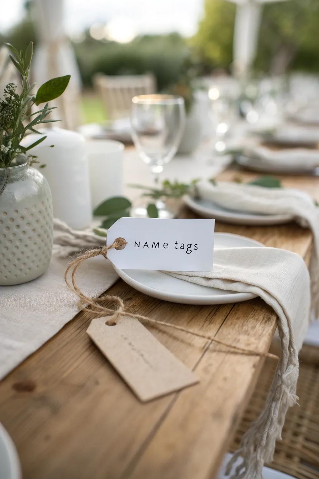 Subtle name tags add a personal and elegant touch to your wedding table.