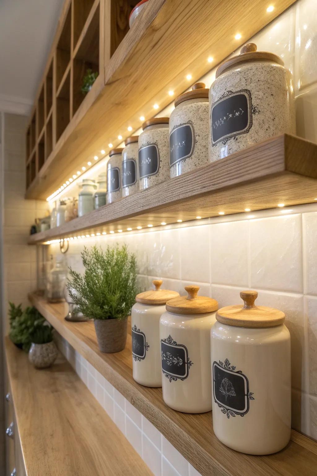 Add a personal touch with chalkboard labels that bring creativity to your spice organization. 🖍️ #DIYDecor #KitchenInspiration