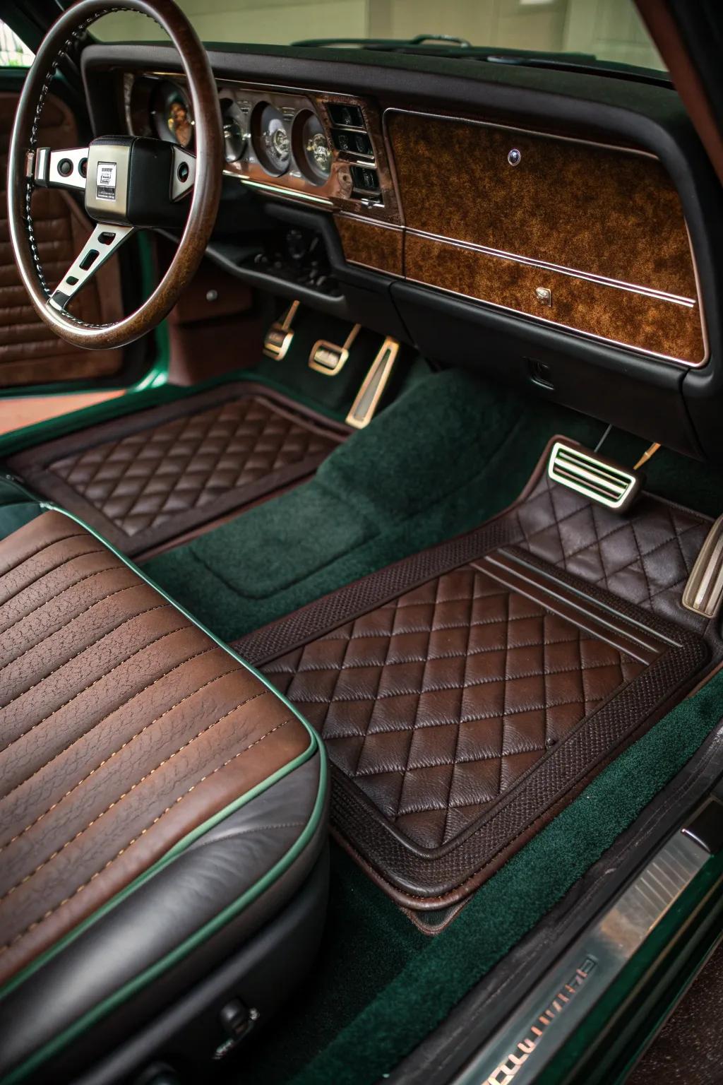 Custom floor mats that combine style and durability for a polished look.
