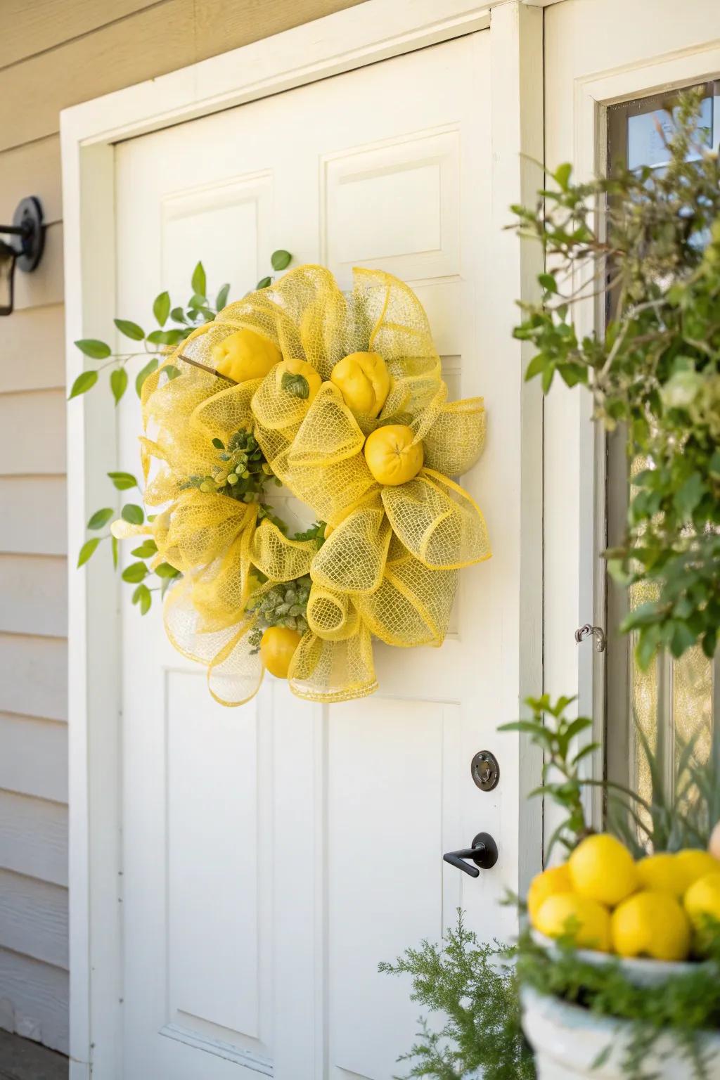 Add a refreshing twist to your decor with a lemon zest wreath that brightens any space.