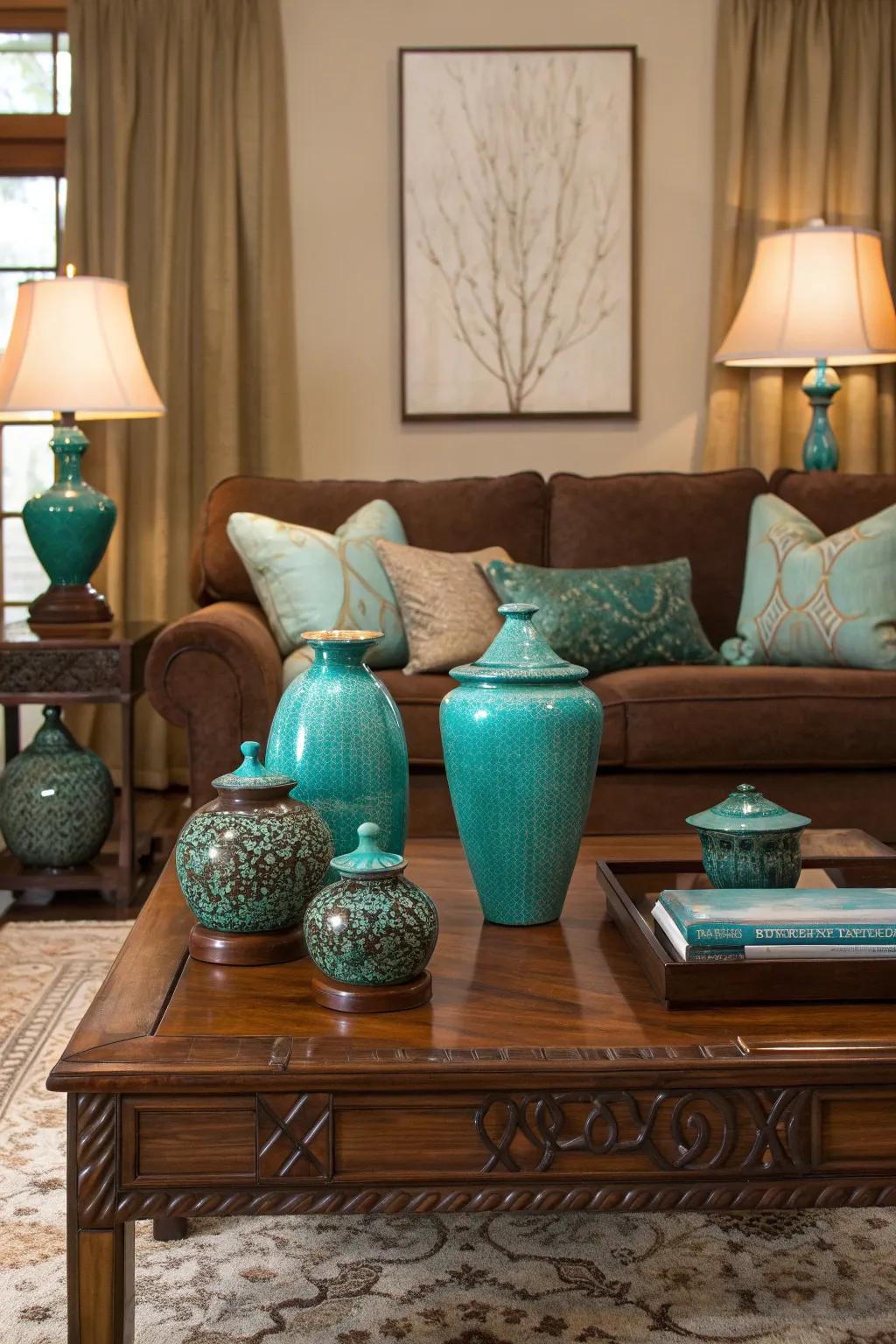 Subtle teal accents in lighting bring a room to life.