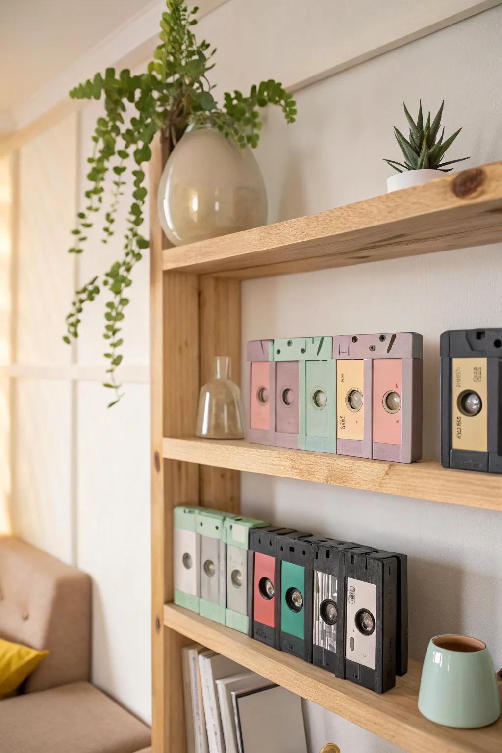 Add a splash of color to your space with a vibrant, color-coded VHS display.