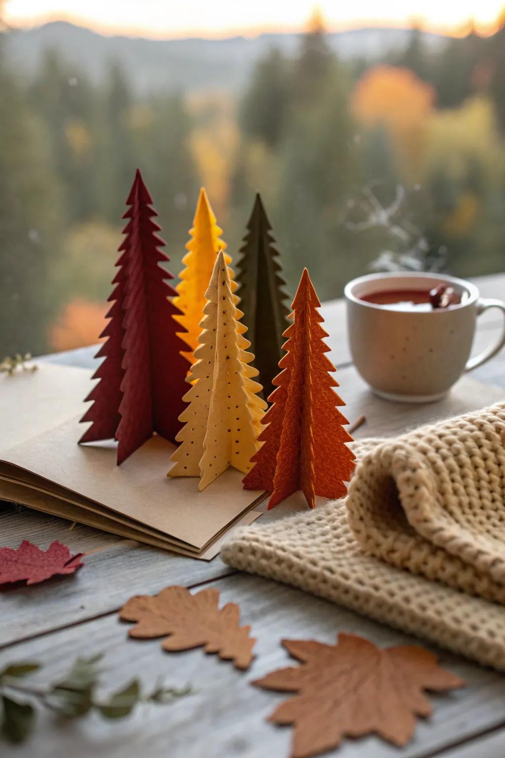Bring the beauty of a fall forest into your home with 3D paper trees.