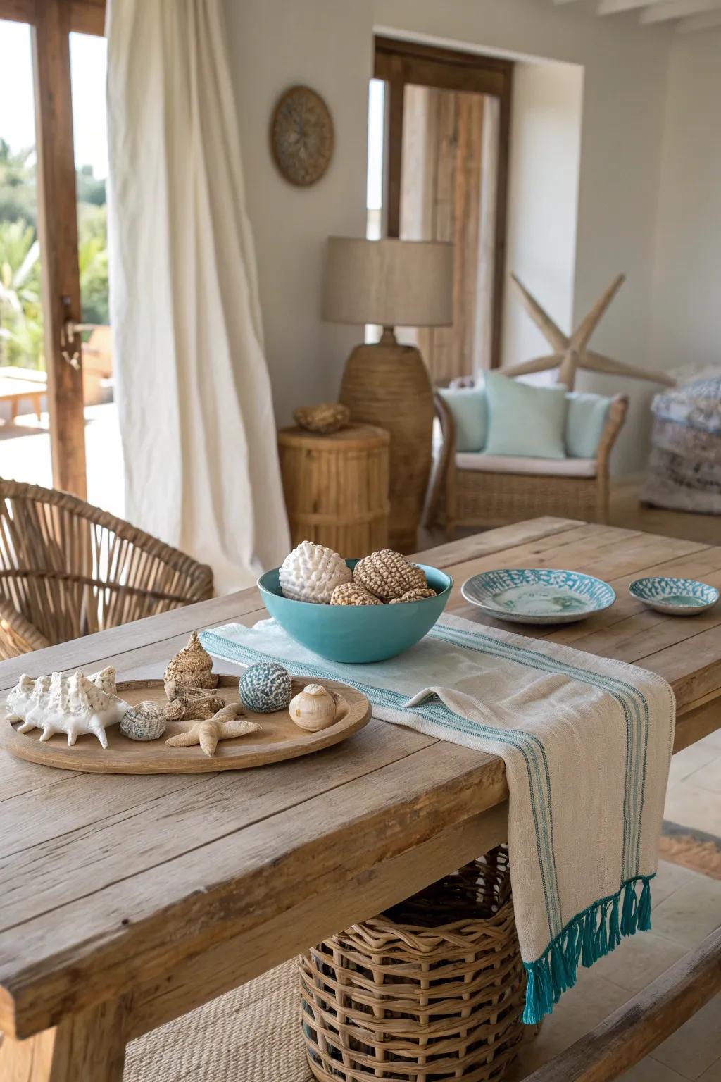 Bring the beach indoors with seashell and nautical decor. 🐚⚓ #BeachDecor #OceanInspiration