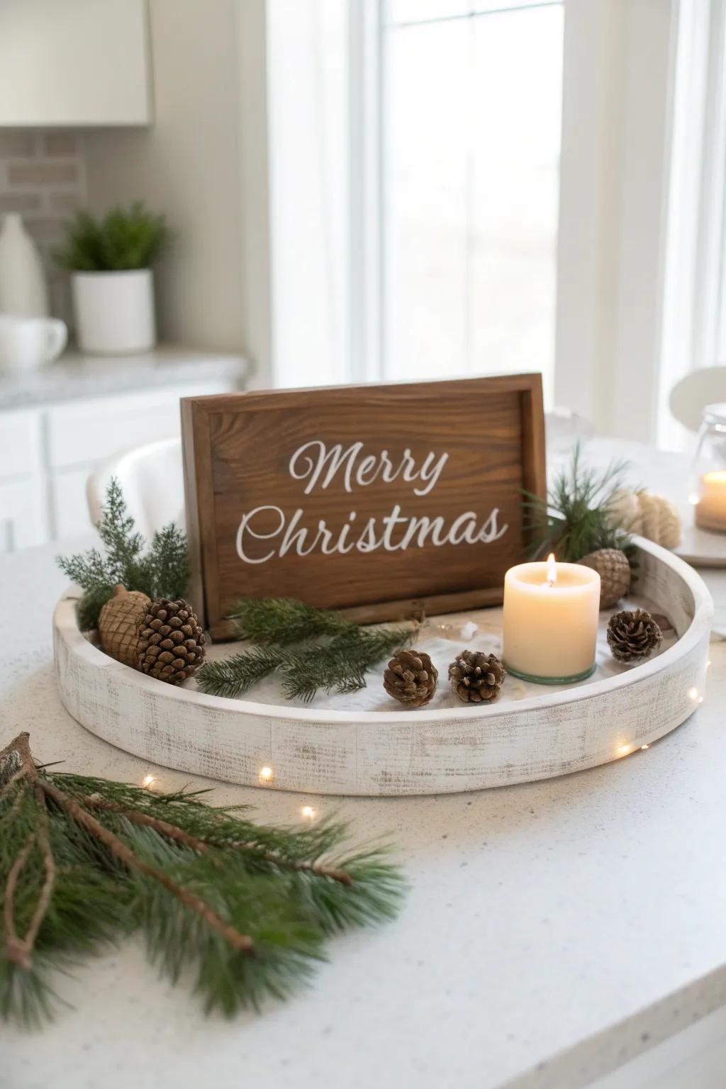 Welcome the holiday spirit with a festive sign that brings joy and warmth.