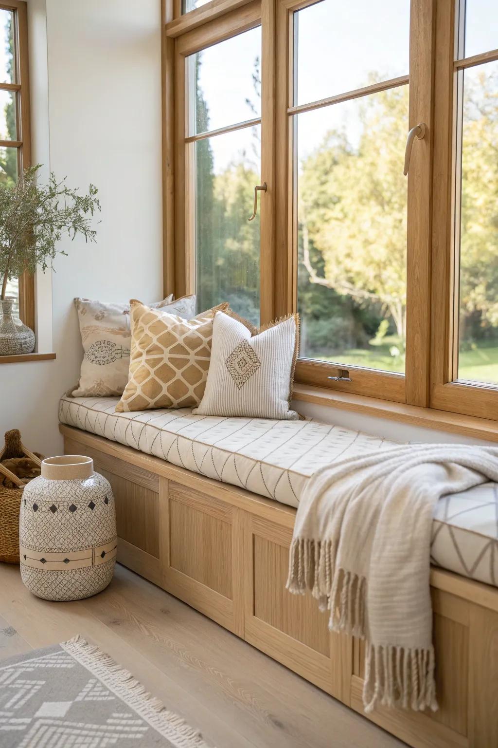 Infuse your window seat with playful geometric patterns for a modern edge.