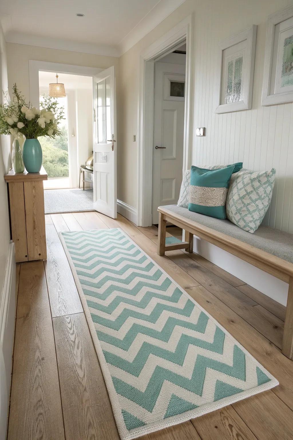 Make a bold statement with chevron patterns that energize your entrance.