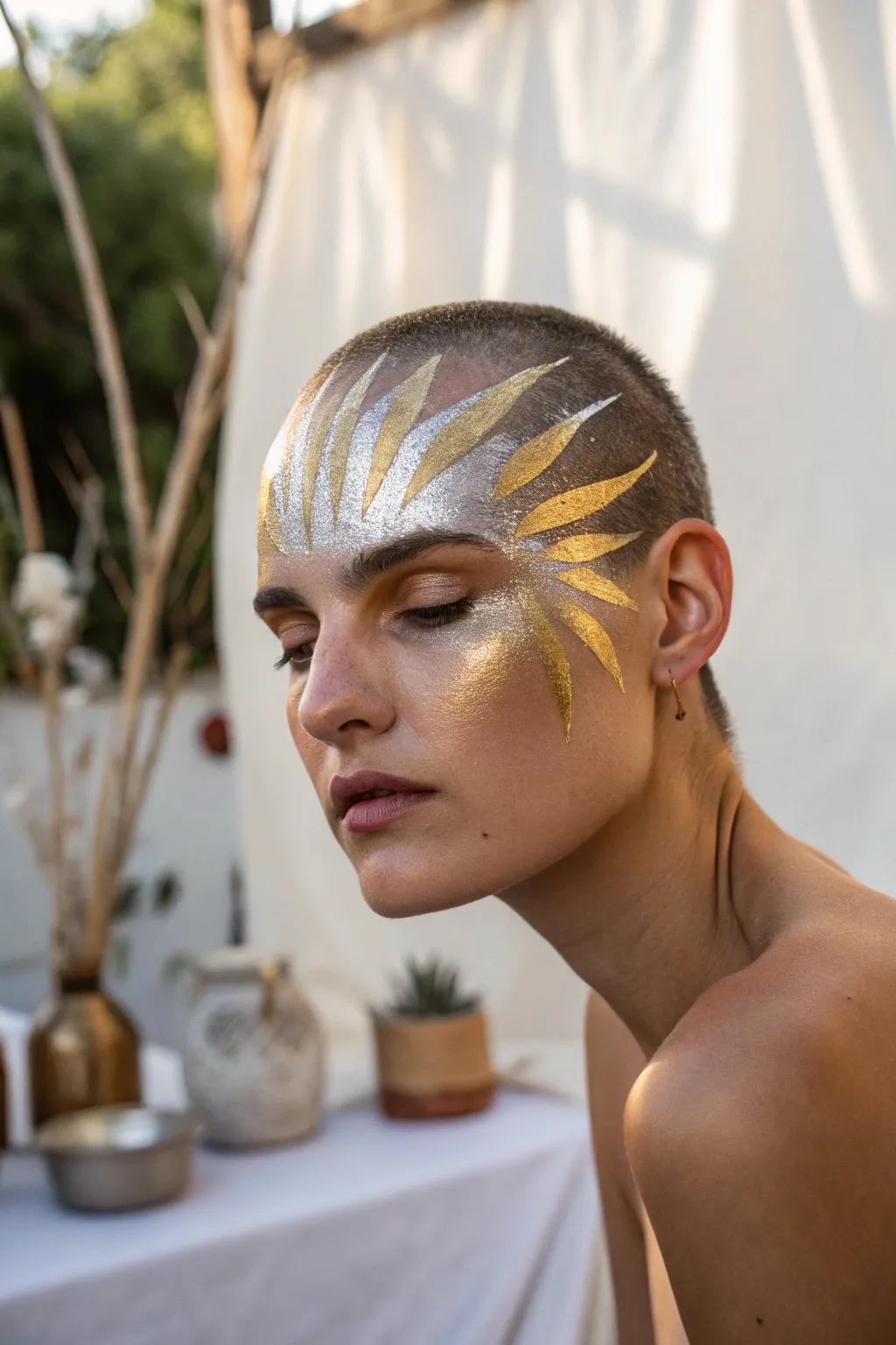 Let your face paint sparkle like the night sky with this stunning fireworks design.