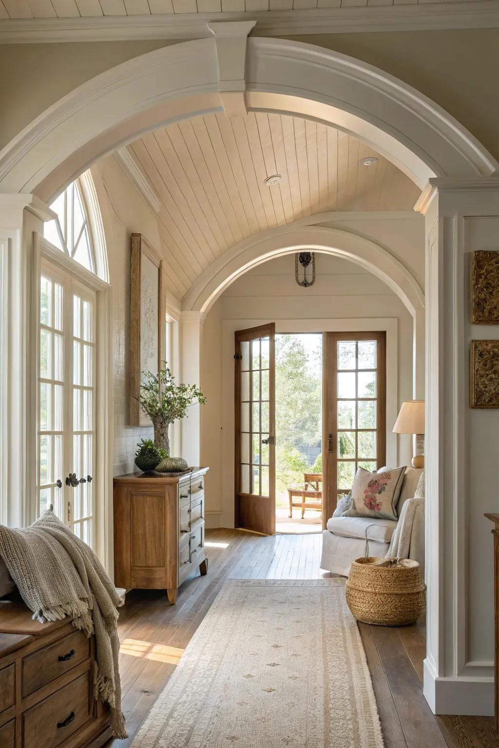 Crown molding enhances architectural features, creating captivating focal points. 🏡 #ArchitecturalDetails #FarmhouseStyle