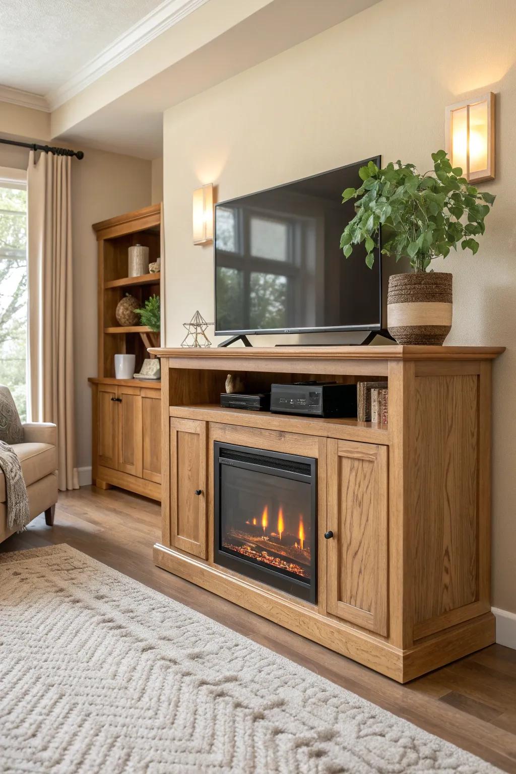 Achieve a seamless, sophisticated look with a built-in TV stand that integrates effortlessly into your home.