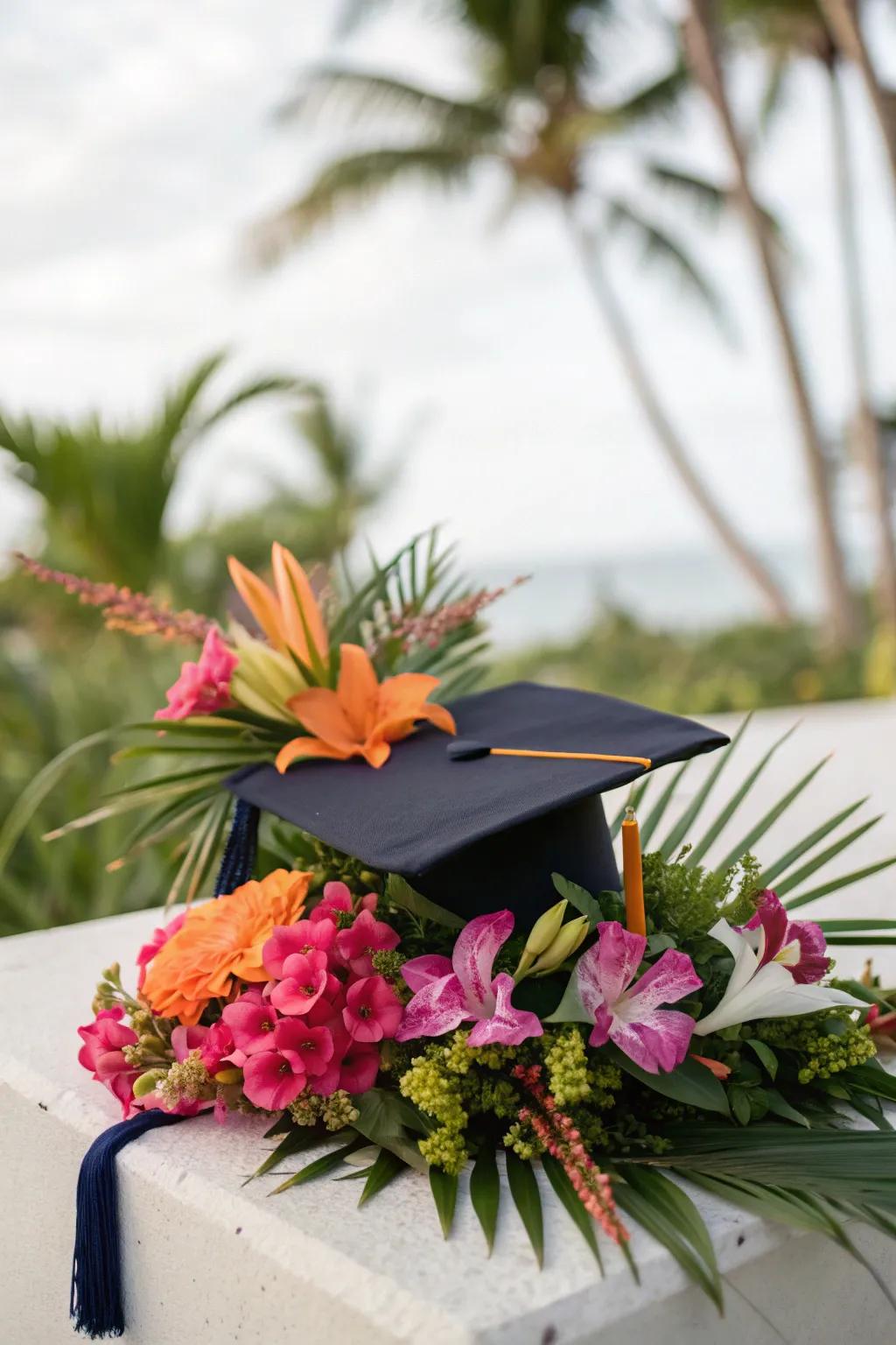 Bring a touch of the tropics with vibrant florals that evoke sun, sand, and celebration.