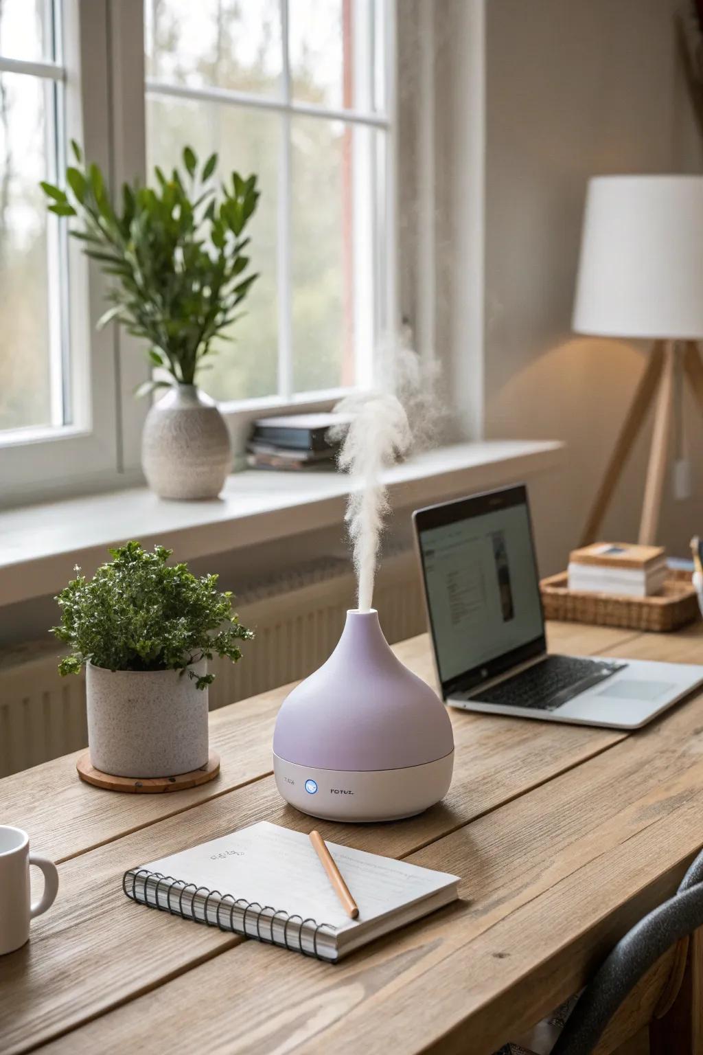 Elevate your workspace with soothing scents for a calming atmosphere.