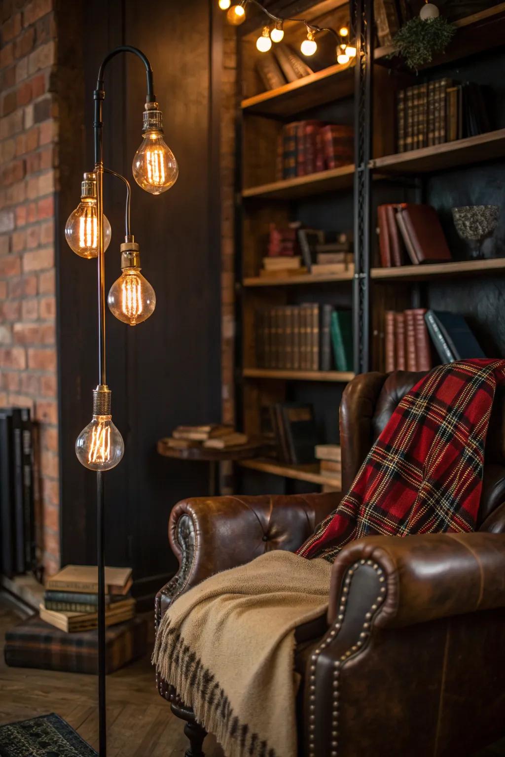 Add a touch of nostalgia with Edison bulbs that offer a cozy glow.