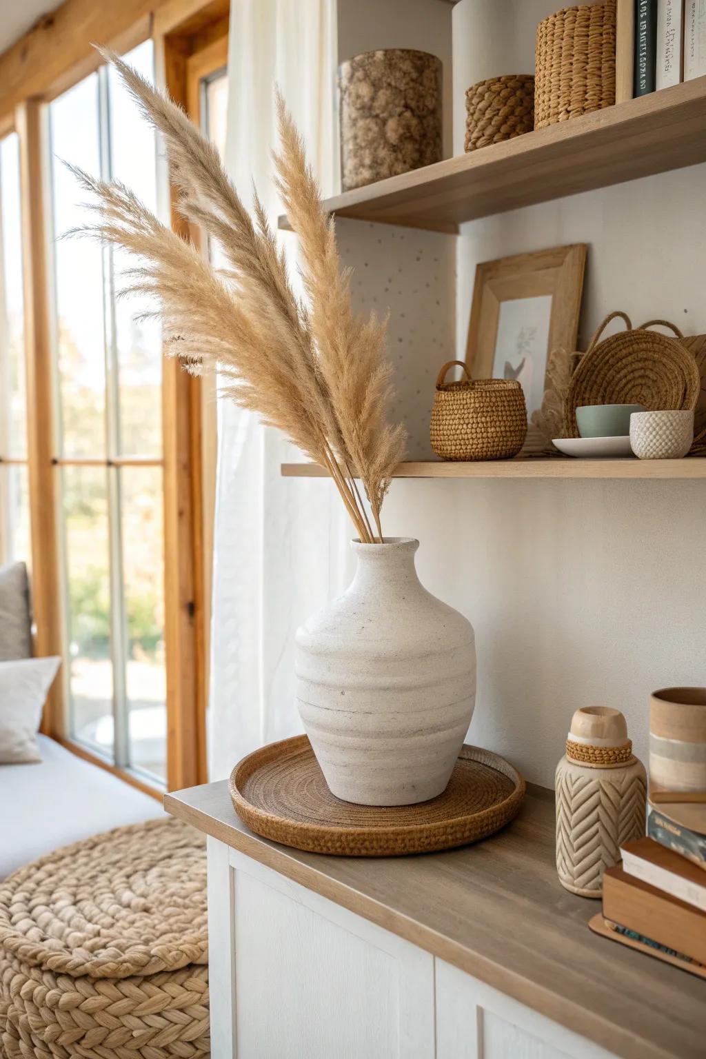 Layered heights create visual interest and add depth to your decor.