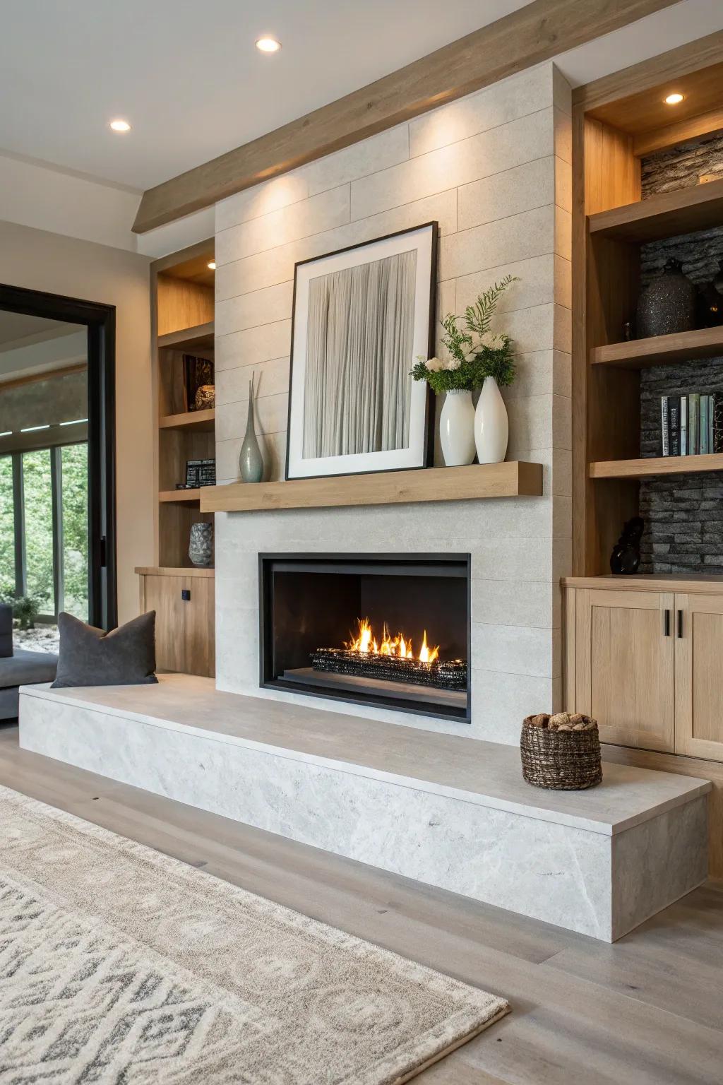 Let your room breathe with a floating hearth design that adds a modern twist.